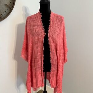 Vince Camuto Vibrant Coral Textured Kimono O/S